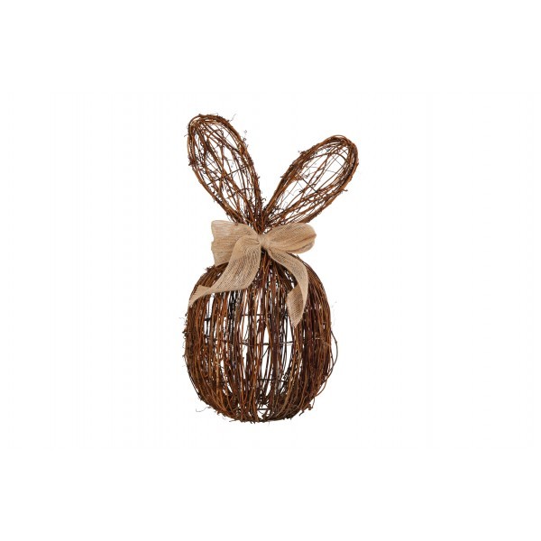 Proutěné dekorativní vajíčko s králičími oušky hnědé Liv L, 38 x 23 cm