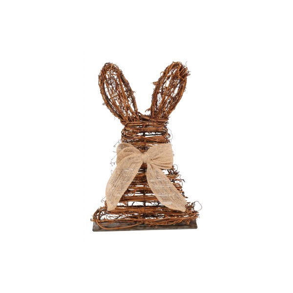 Proutěný dekorativní zajíc hnědý se základnou Liv S, 30 x 19 cm