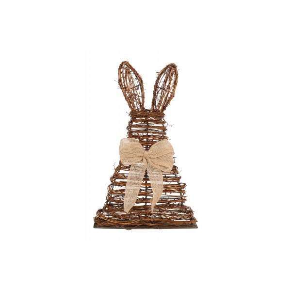 Proutěný dekorativní zajíc hnědý se základnou Liv M, 41 x 26 cm
