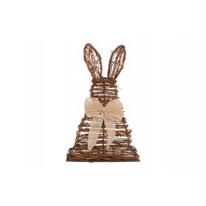 Proutěný dekorativní zajíc hnědý se základnou Liv M, 41 x 26 cm