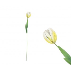 Kovový bílý tulipán – zápich 60 cm, sada 4ks