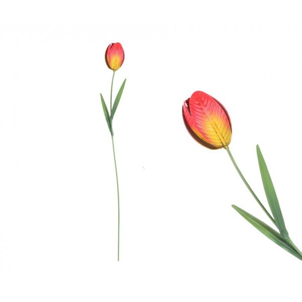 Kovový tmavě oranžový tulipán – zápich 60 cm, sada 4ks