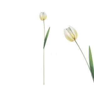 Kovový bílý tulipán - zápich 76 cm, sada 4ks