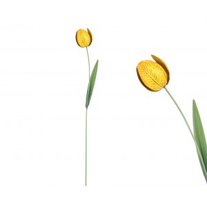 Kovový žlutý tulipán - zápich 76 cm, sada 4ks