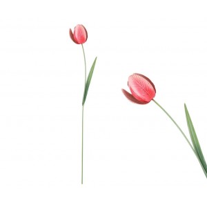 Kovový růžový tulipán - zápich 76 cm, sada 4ks