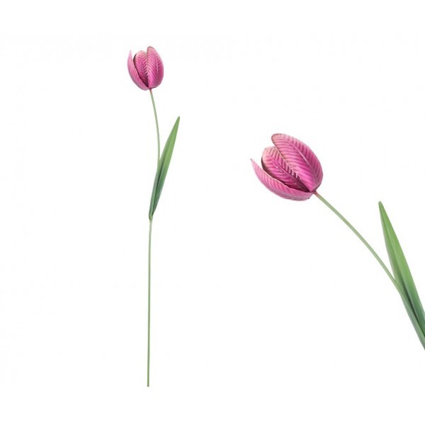 Kovový fialový tulipán - zápich 76 cm