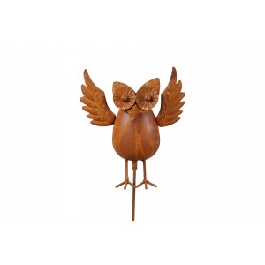 Kovový, rezavý zápich Sova Udo 95 cm