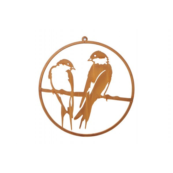 Závěsná, kovová dekorace - kruh s ptáčky Nikki S, 31,5 cm