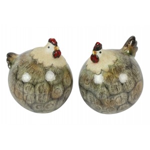 Sada 2 ks - keramická slepice a kohout Tim S, 9,5 cm