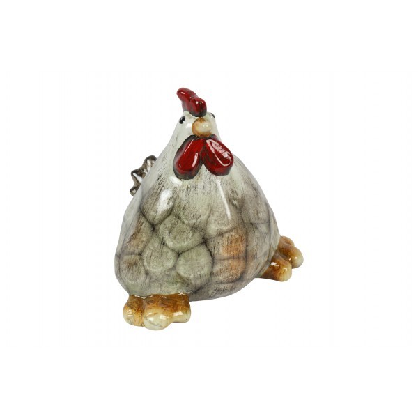 Keramická slepice Tim M – šedohnědá 14 cm