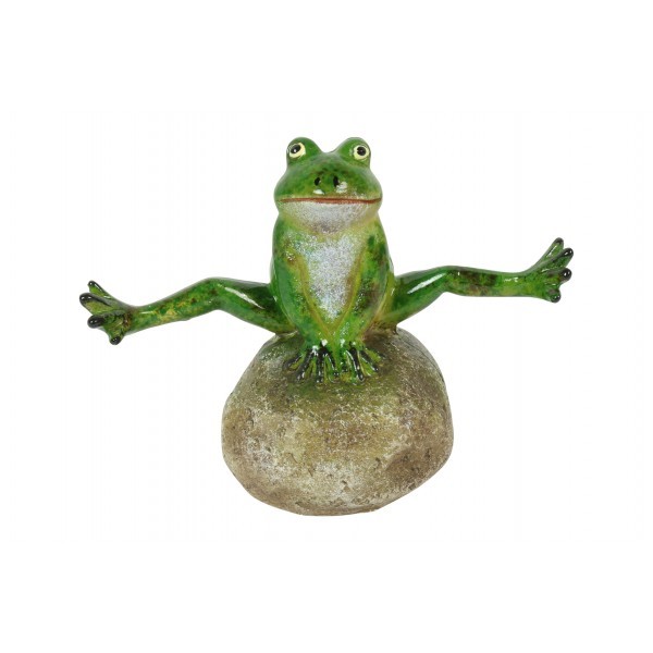 Dekorativní žába na kameni S, 12 cm