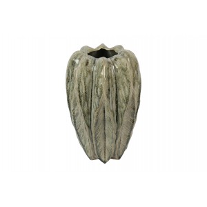 Keramická váza Levi Leaf M – zelená