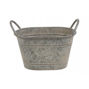 Oválný kovový květináč s uchy Lena S, 27 × 18,5