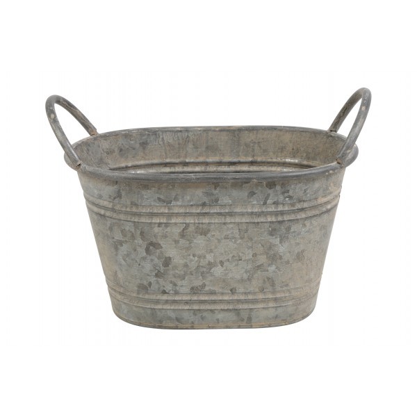 Oválný kovový květináč s uchy Lena M, 32,5 × 22 cm