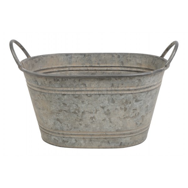 Oválný kovový květináč s uchy Lena L, 36,5 × 25 cm