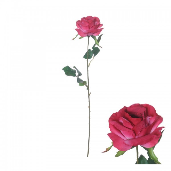 Umělá květina – Růže, 62 cm, fuchsiová