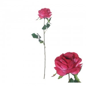 Umělá květina – Růže, 62 cm, fuchsiová