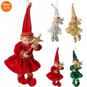 Závěsná dekorace – Elf s ohebnýma rukama a nohama, sada 4ks, mix barev