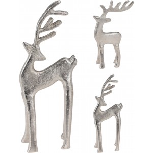 Dekorativní stříbrný sob mix 2ks (18,5 a 16,5 cm)