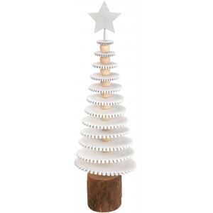 Dřevěná dekorace – bílý stromek s hvězdou A, 25 cm