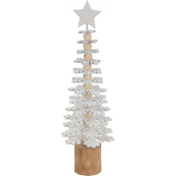 Dřevěná dekorace – bílý stromek s hvězdou B, 25 cm