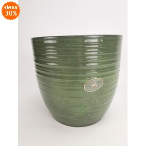 Keramický květináč Bergamo lesklý 19 cm zelený, 2. jakost