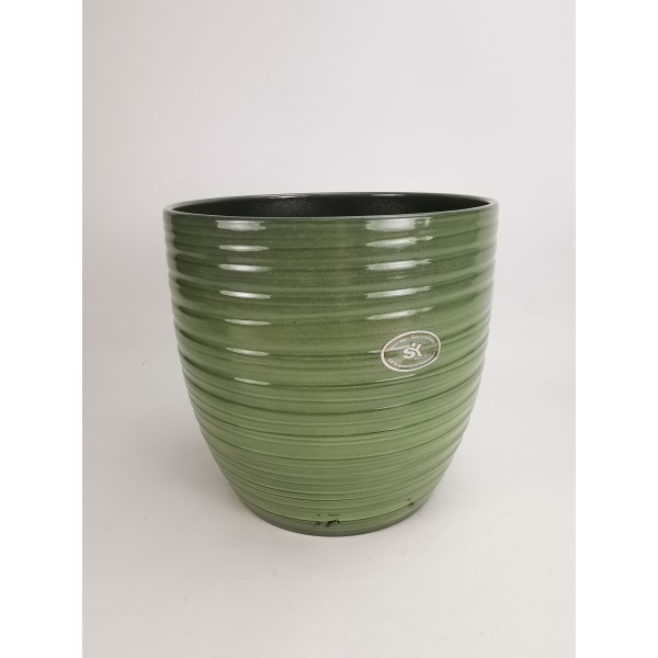 Keramický květináč Bergamo lesklý 21 cm zelený, 2. jakost