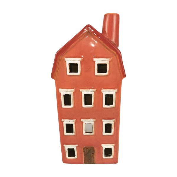 Keramický červený domeček na svíčku 31 cm