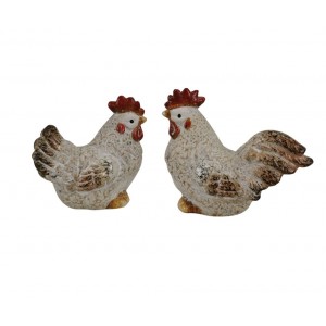 Keramická slepička a kohout – sada 2 ks, 14,5 × 7,1 × 11,8 cm