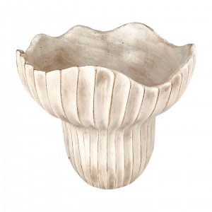 Cementový květináč – šedý s reliéfem, 21 × 21 cm