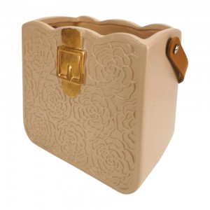 Keramická dekorativní váza/béžová kabelka 19,3 x 12,5 x 16,5 cm