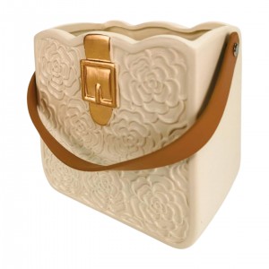 Keramická dekorativní váza/krémová kabelka 19,3 x 12,5 x 16,5 cm