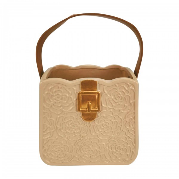 Keramická dekorativní váza – béžová kabelka 19,3 × 12,5 × 16,5 cm