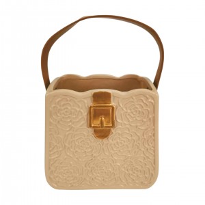 Keramická dekorativní váza – béžová kabelka 19,3 × 12,5 × 16,5 cm