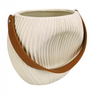 Keramická dekorativní váza – krémová kabelka 18,3 × 11,5 × 16,8 cm