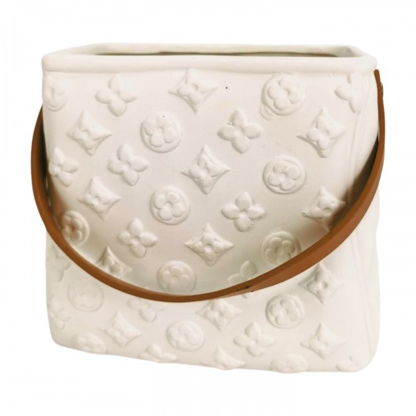 Keramická dekorativní váza – bílá kabelka 19,3 × 12,5 × 16,5 cm