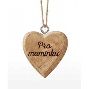 Dřevěné mango srdce s nápisem "Pro maminku" 4 x 4 cm, sada 2 ks