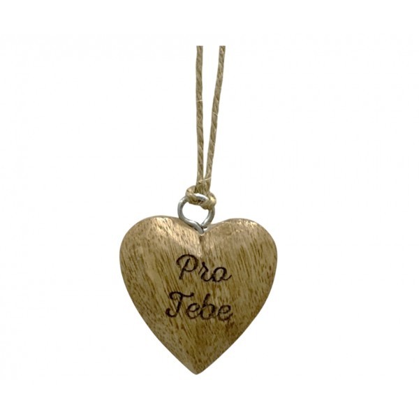 Dřevěné mango srdce s nápisem "Pro Tebe" 4 x 4 cm, sada 8 ks