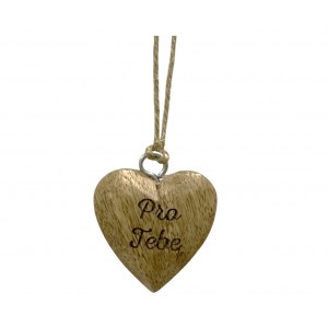 Dřevěné mango srdce s nápisem "Pro Tebe" 4 x 4 cm, sada 8 ks