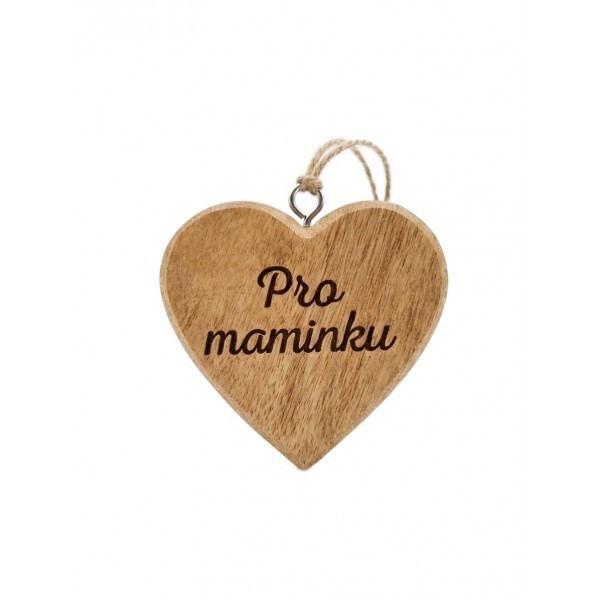 Dřevěné mango srdce s nápisem „Pro maminku“ 7,5 cm, sada 8 ks