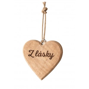 Dřevěné mango srdce s nápisem „Z lásky“ 7,5 cm, sada 8 ks