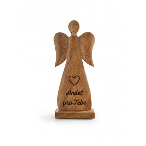 Dřevěný mango anděl s nápisem „Anděl pro Tebe“ 27 cm, sada 2 ks
