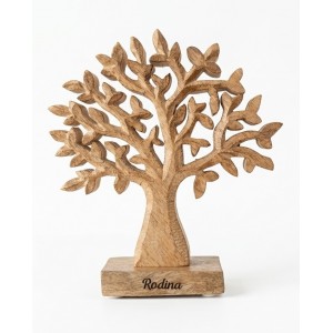 Dřevěný mango strom s nápisem „Rodina“ 17 cm