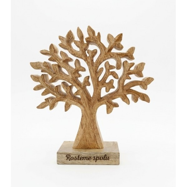 Dřevěný mango strom s nápisem „Rosteme spolu“ 17 cm