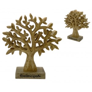 Dřevěný mango strom s nápisem „Rosteme spolu“ 17 cm, sada 4 ks