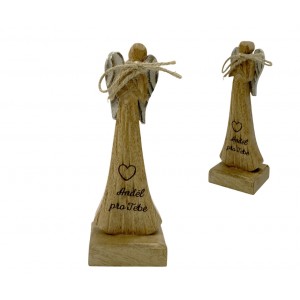 Dřevěný mango anděl s nápisem „Anděl pro Tebe“ 16,5 cm, sada 4 ks