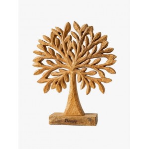 Dřevěný strom z mangového dřeva s nápisem „Domov“ 27 cm