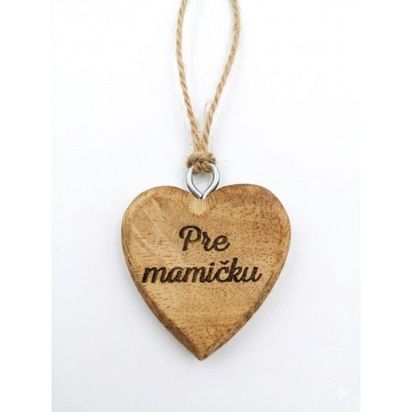 (SK) Dřevěné mango srdce s nápisem „Pro mamičku“ 4x4x2 cm