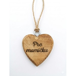 (SK) Dřevěné mango srdce s nápisem „Pro mamičku“ 4x4x2 cm