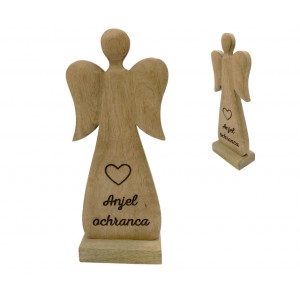 (SK) Dřevěný mango anděl s nápisem „Anjel ochranca“ 27 cm, sada 4 ks